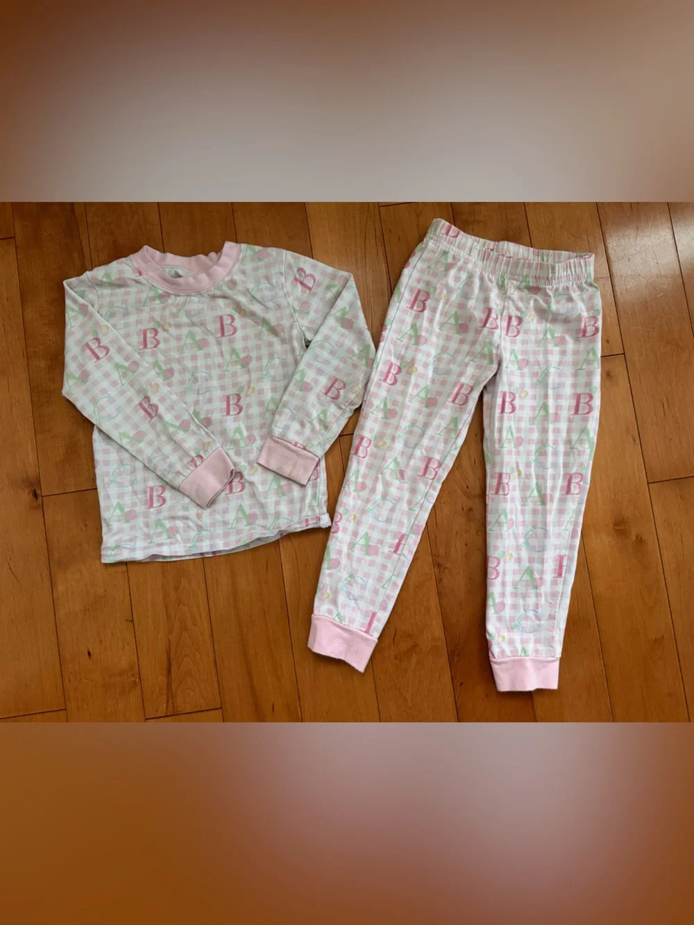 Girls' Pink Gingham ABC Pajamas Cecil and Lou